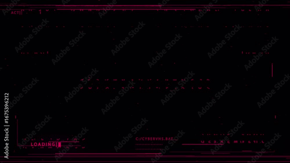 Poster glitch effect: cyber vhs loading sequence - retro digital art