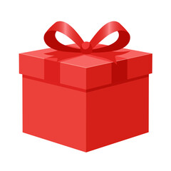 Vector illustration of a closed red gift box with ribbon and bow. Ideal for birthdays, anniversaries, holidays, and celebration designs.