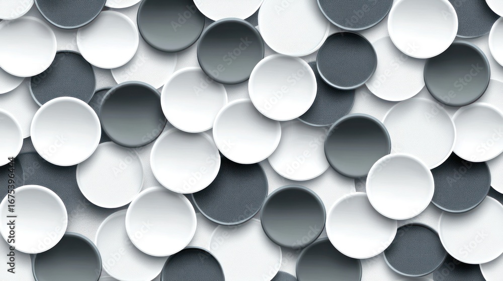 Poster abstract geometric background with 3d circles in grayscale tones