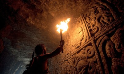 Explorer illuminates ancient cave carvings