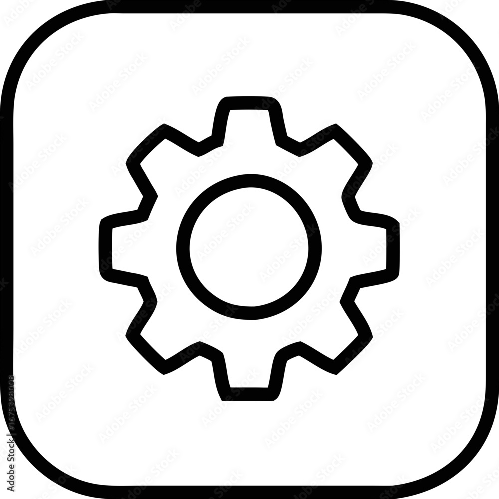 Poster vector gear symbol outline suitable for tech tools, system configuration, and mobile user interface 