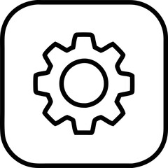Vector gear symbol outline suitable for tech tools, system configuration, and mobile user interface layouts.