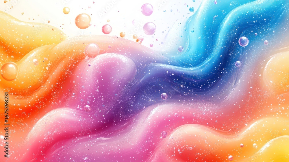 Poster colorful abstract background with bubbles and smooth transitions