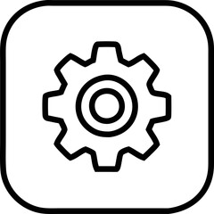 Clean and minimal cogwheel gear outline icon for app settings, preferences, and tool menus in digital designs.
