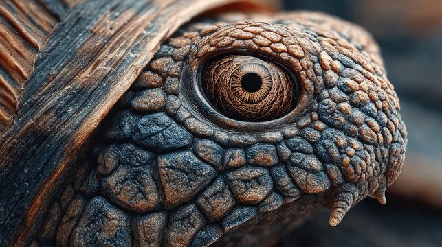 Close-up turtle head, intricate detail