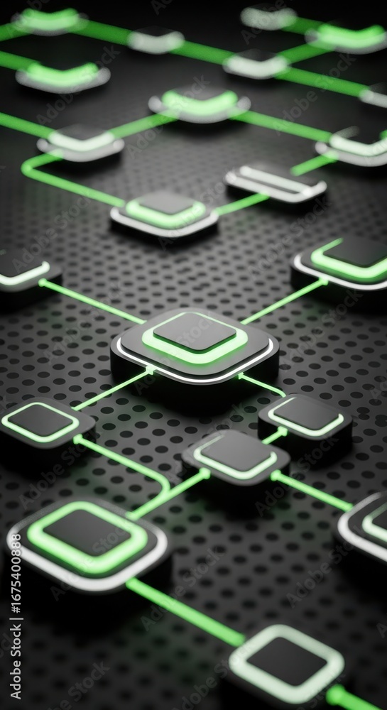 Fototapete abstract digital network connection and data flow structure