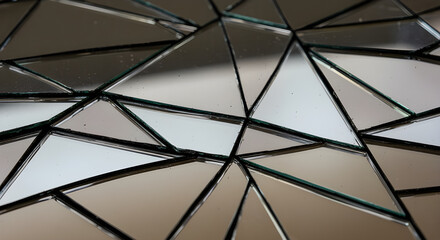Abstract Shattered Mirror Fragments Background with Geometric Reflections