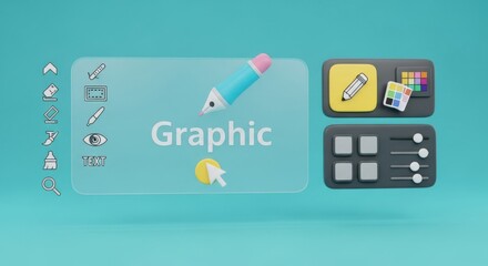 Graphic design tools and interface with digital art elements