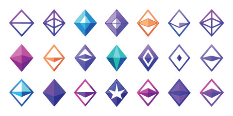 Vibrant gradient diamond shapes in various geometric arrangements and colors vector illustration