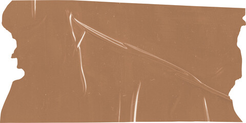 Brown packing tape strip for texture overlays and distressed design with transparent edges for easy integration in modern projects