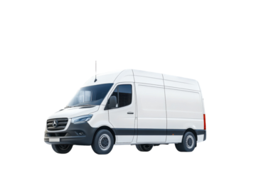 White delivery van parked against a plain background during daylight, showcasing its versatile design for transportation needs