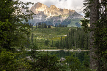 small alpine lake in the Dolomites