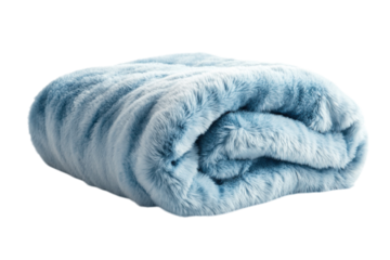 Soft blue plush blanket folded neatly on a surface, perfect for cozying up during colder months