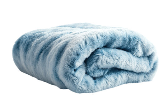 Soft blue plush blanket folded neatly on a surface, perfect for cozying up during colder months