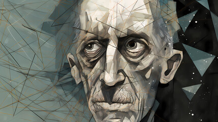 Abstract illustration of an elderly face symbolizing senescence.