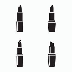Obraz premium Lipstick Solid Icons Set Cosmetic Design