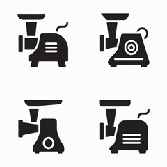 Meat Grinder Solid Icons Set Food Prep
