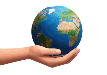 Earth Globe Held in Hand World Illustration.