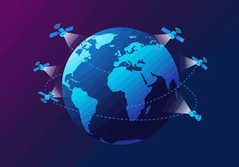 Naklejka premium Global Communication Network: Satellites Orbiting Earth.