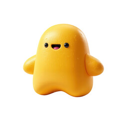 Cute Yellow Cartoon Ghost 3D Render