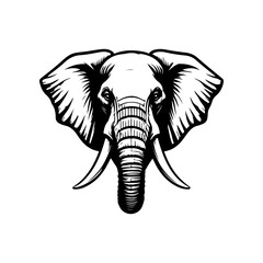 Illustration of Elephant head. Design element for logo, sign, poster, emblem. Vector illustration