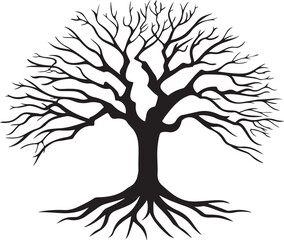 Spiritual Tree with Roots Vector Graphics