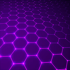 Abstract glowing purple hexagon pattern