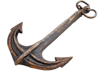 Ship anchor design isolated on a white background featuring a detailed and realistic appearance of the classic maritime object