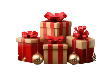 Christmas gift boxes with decorative balls arranged in a festive setting perfect for holiday celebrations and gift exchanges