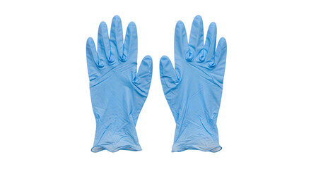 Pair of Light Blue Nitrile Gloves on White Background