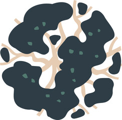 flat cartoon top view of tree illustration.