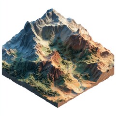 isolated terrain in transparent PNG with 3D shading