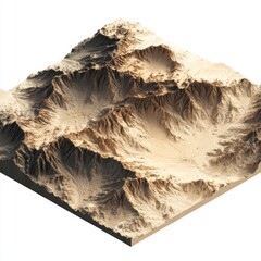 isolated terrain in transparent PNG with 3D shading