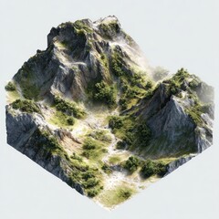 isolated terrain in transparent PNG with 3D shading