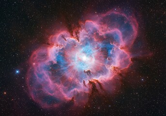 Obraz premium 深紅と青の宇宙花