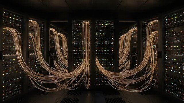 Intricate network cables in data center