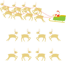 トナカイとサンタクロースのイラスト素材セット