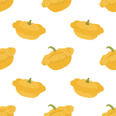 Pattypan Seamless Pattern, Squash Repeat Texture, Pattypan Vegetable Print
