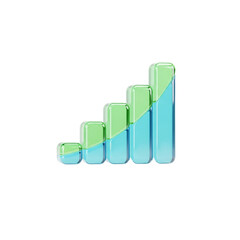 Glassy 3D Segmented Bar Graph: Transparent Data Visualization for Business Progress and Performance Metrics