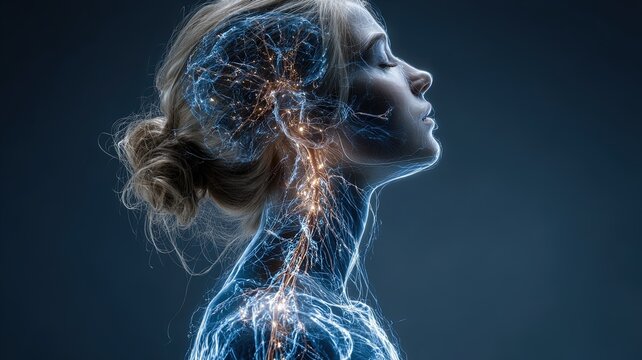 Woman with Neural Network Overlay