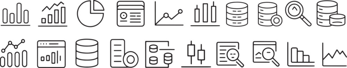 Fototapeta premium Data Analytics and Financial Charts Icons: A Comprehensive Vector Set for Business and Statistics