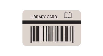 Simplified Library Card Illustration with Barcode for Educational Materials and Resource Management Applications