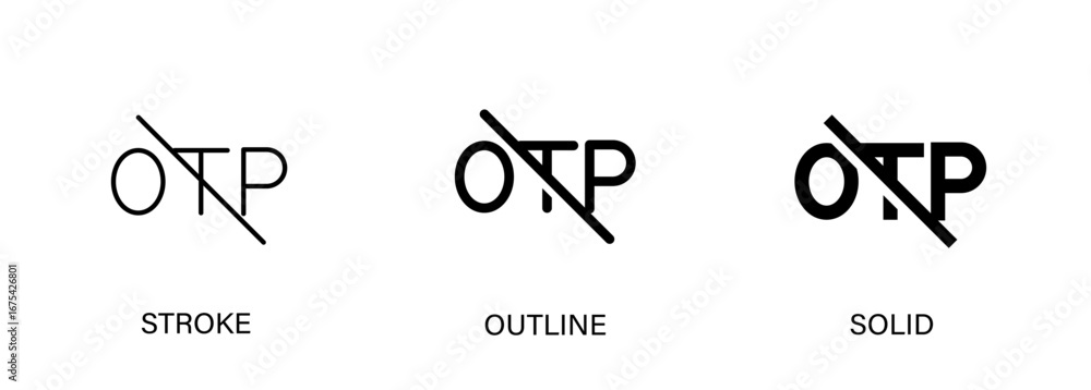 Fototapete otp slash icon with editable stroke, outline and solid styles. vector icon for ui design, no otp cod