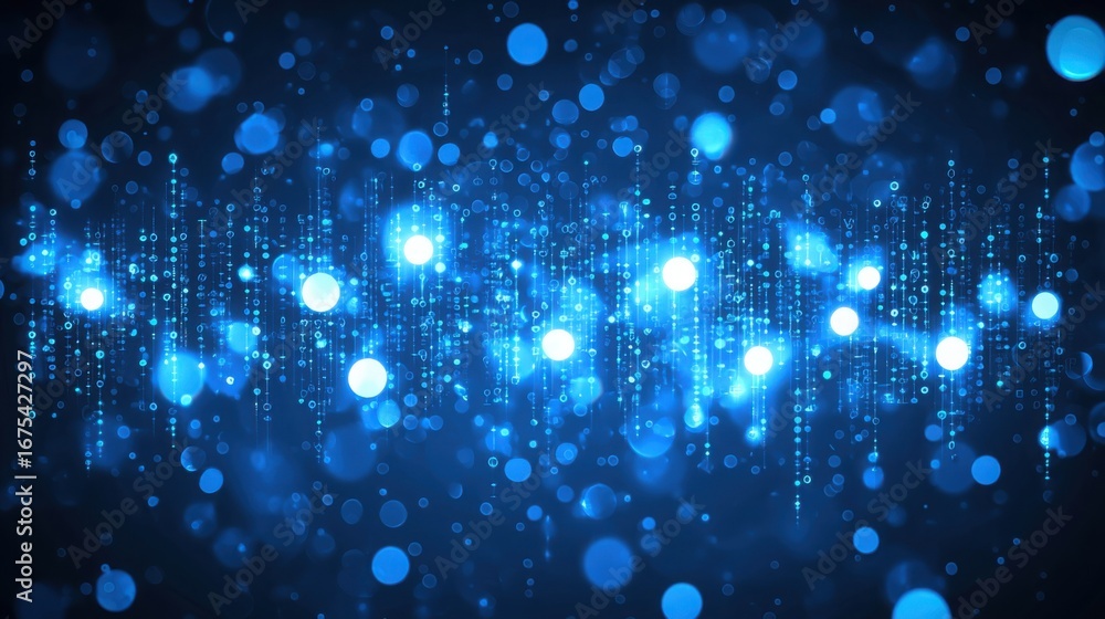 Poster vibrant blue background enhanced with dazzling lights for a high-speed computing visual experience