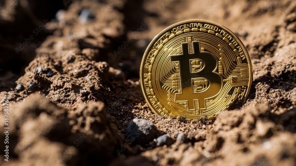 Poster bitcoin coin isolated on a clean background representing the concept of anti-fraud detection in digi