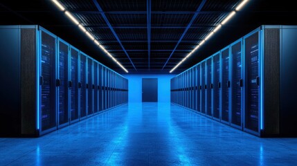 Modern server room featuring cutting-edge equipment for ai-powered data-intensive automation and processing
