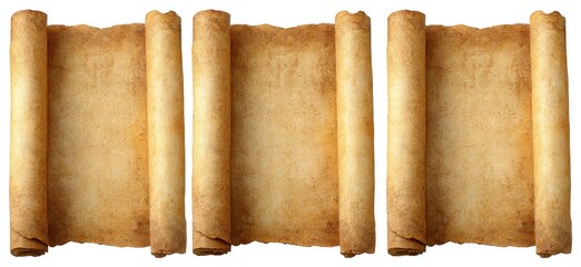 Three antique scrolls of parchment