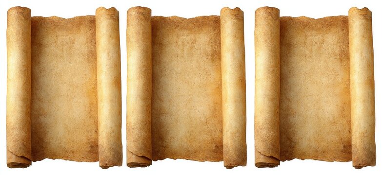 Three antique scrolls of parchment