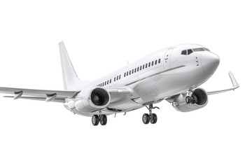 Obraz premium White Airplane in Flight Against Transparent Background