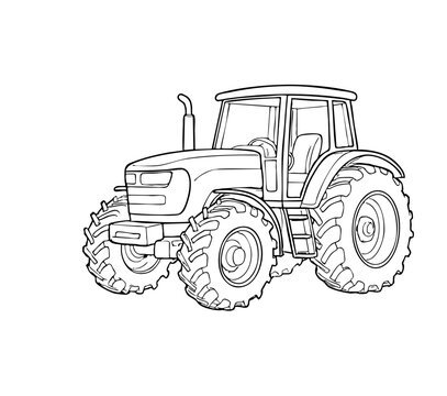 Big Tractor Line Art for Kids &ndash; Black and White Coloring Page